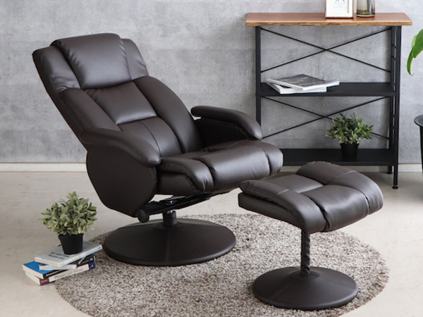 東馬（Tohma） パーソナルチェア オットマン付き レザー調