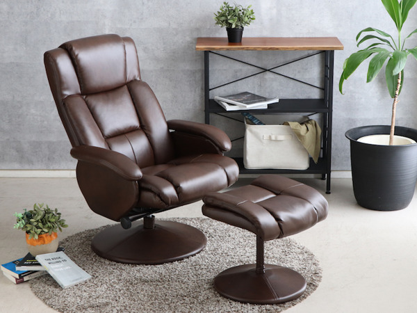 東馬（Tohma） パーソナルチェア オットマン付き レザー調