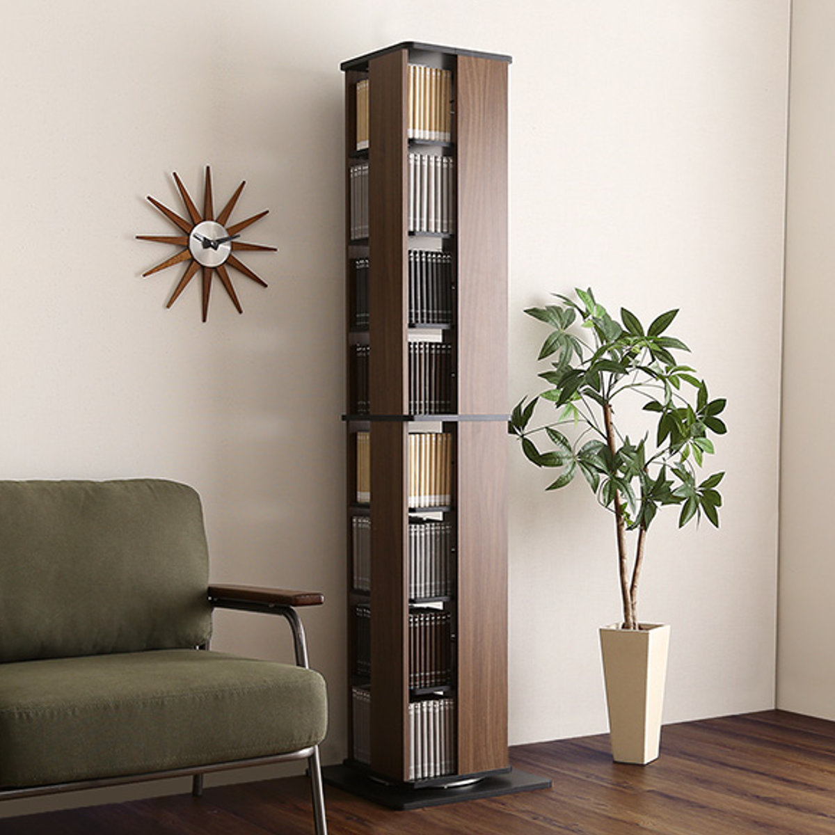 回転式ブックシェルフ　ホワイト 8段 山善（YAMAZEN） 本棚 コミックラック 回転 8段 DSRR-8 本棚 書棚