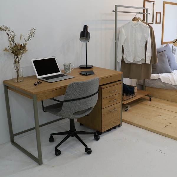 木製×スチール脚 ワークデスク・PCデスク デスク 幅120cm グラム 木製 天然木 突板 スチール脚 ワークデスク