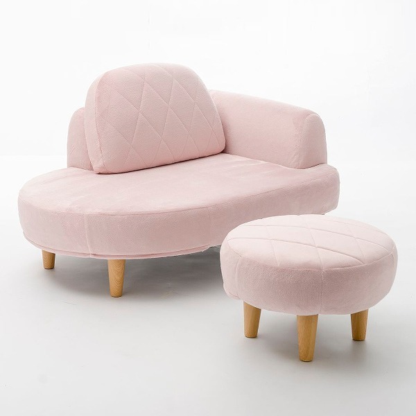 コンパクト ソファー 約幅104cm ピンク オットマン付き