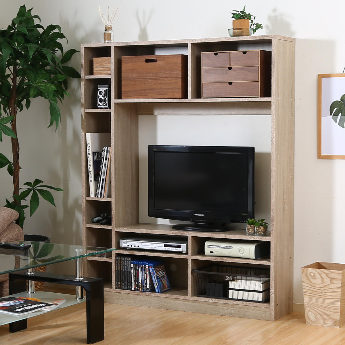 不二貿易（Fuji Boeki） テレビ台 幅120cm 壁面収納 ラック付 シンプル