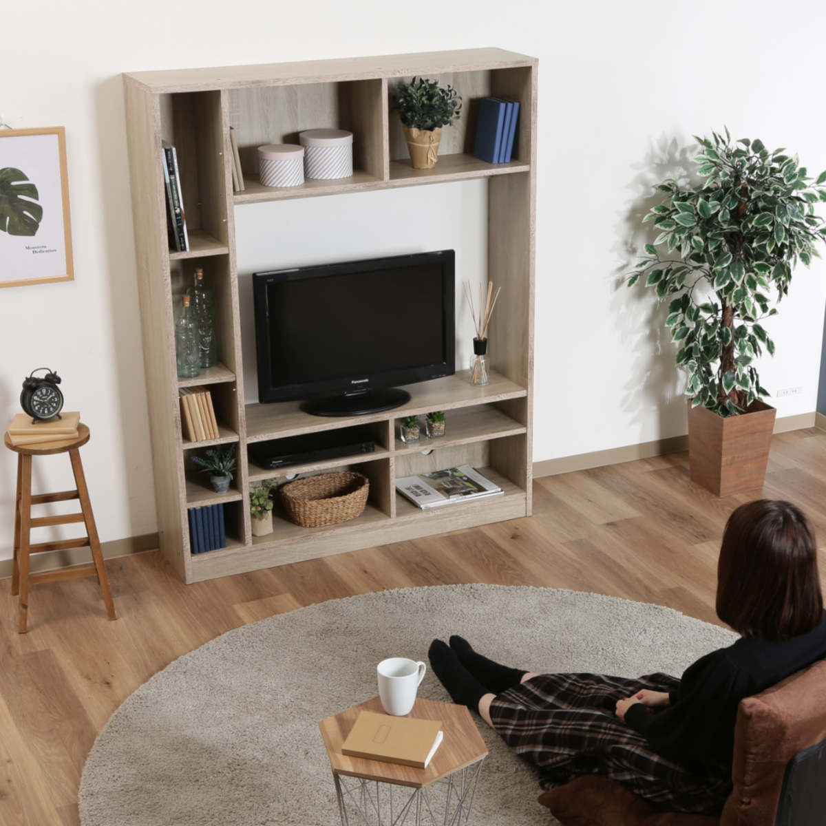 不二貿易（Fuji Boeki） テレビ台 幅120cm 壁面収納 ラック付 シンプル