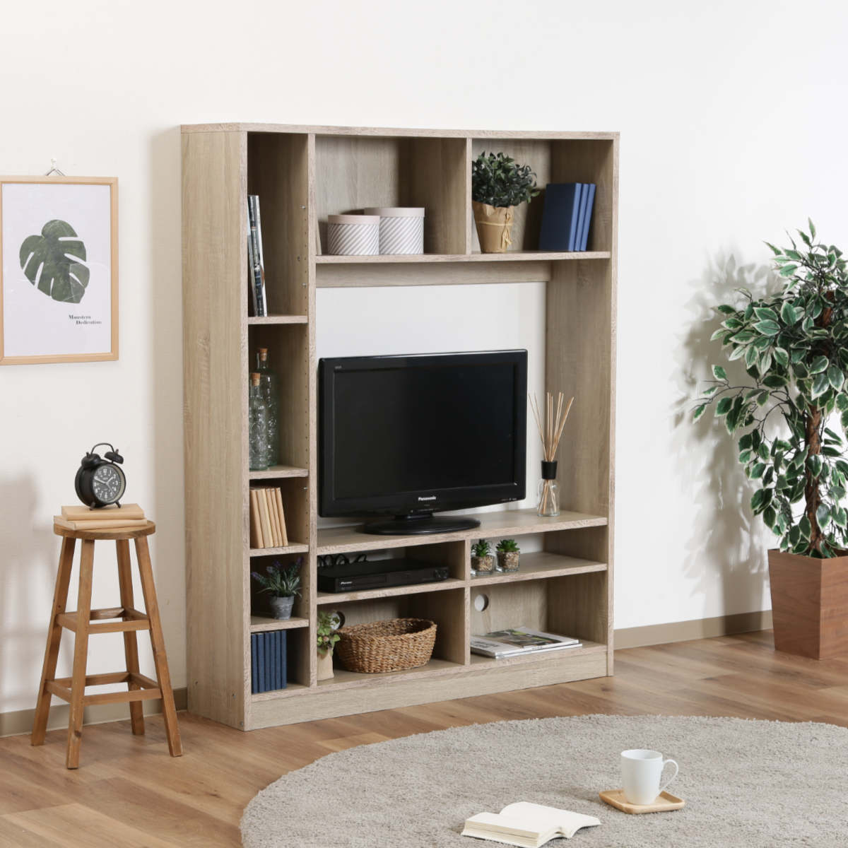 不二貿易（Fuji Boeki） テレビ台 幅120cm 壁面収納 ラック付 シンプル