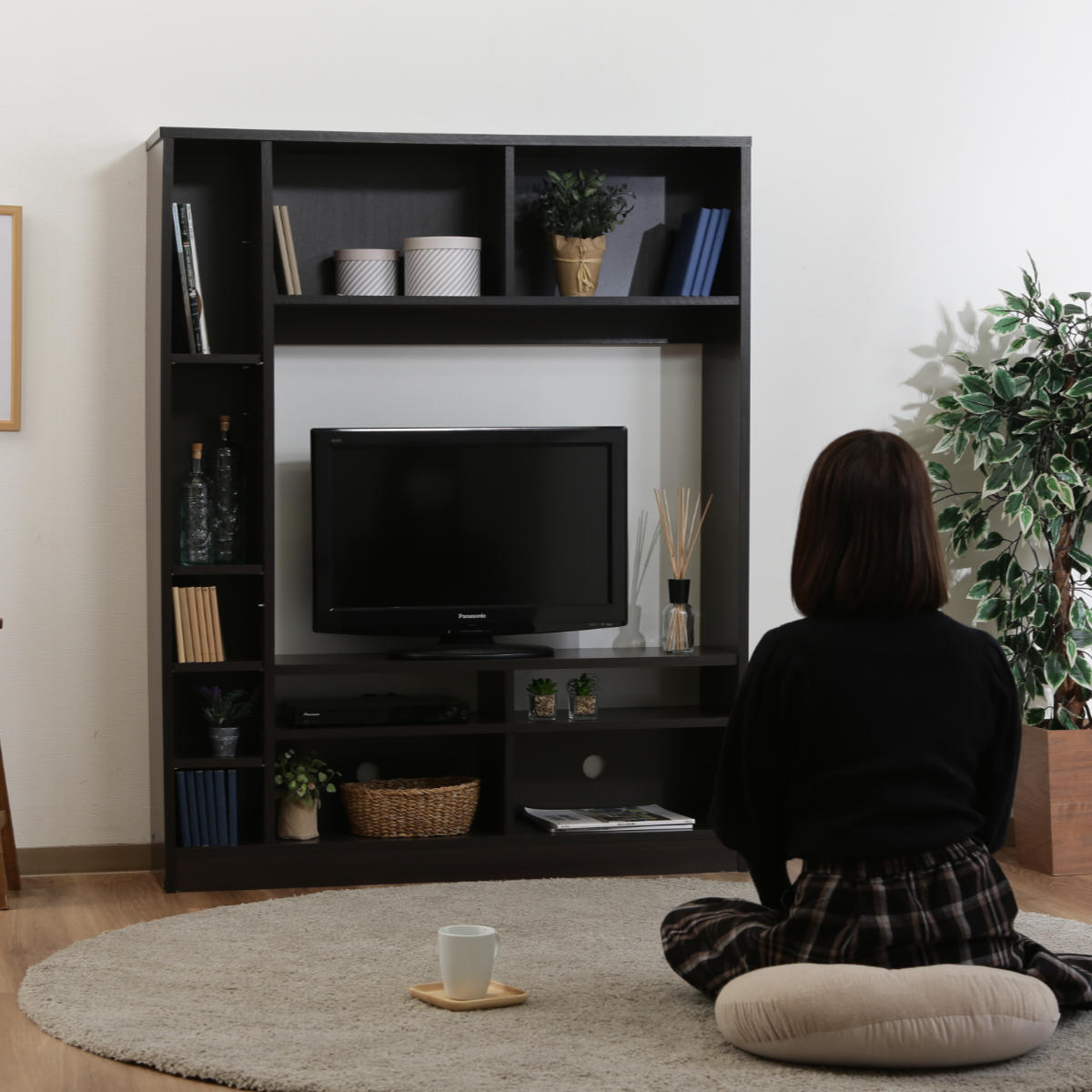 不二貿易（Fuji Boeki） テレビ台 幅120cm 壁面収納 ラック付 シンプル