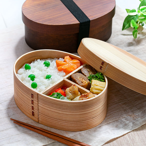 弁当箱 曲げわっぱ 抗菌 600ml 1段 M （ お弁当箱 木製 漆塗り わっぱ