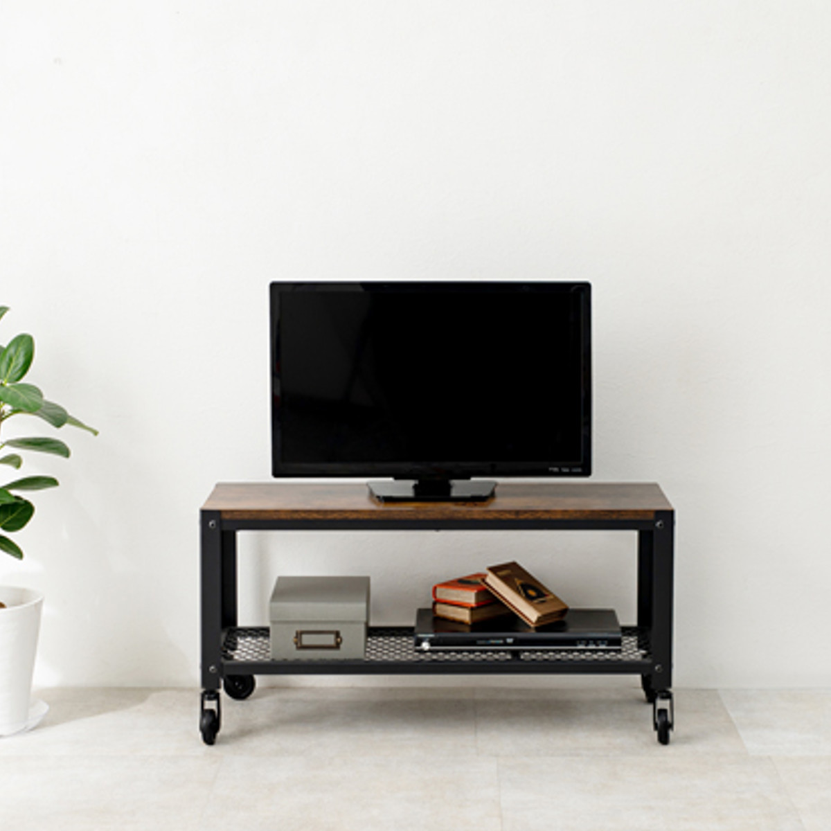 HAGiHARA（萩原） テレビ台 ローボード ヴィンテージ調 キャスター付