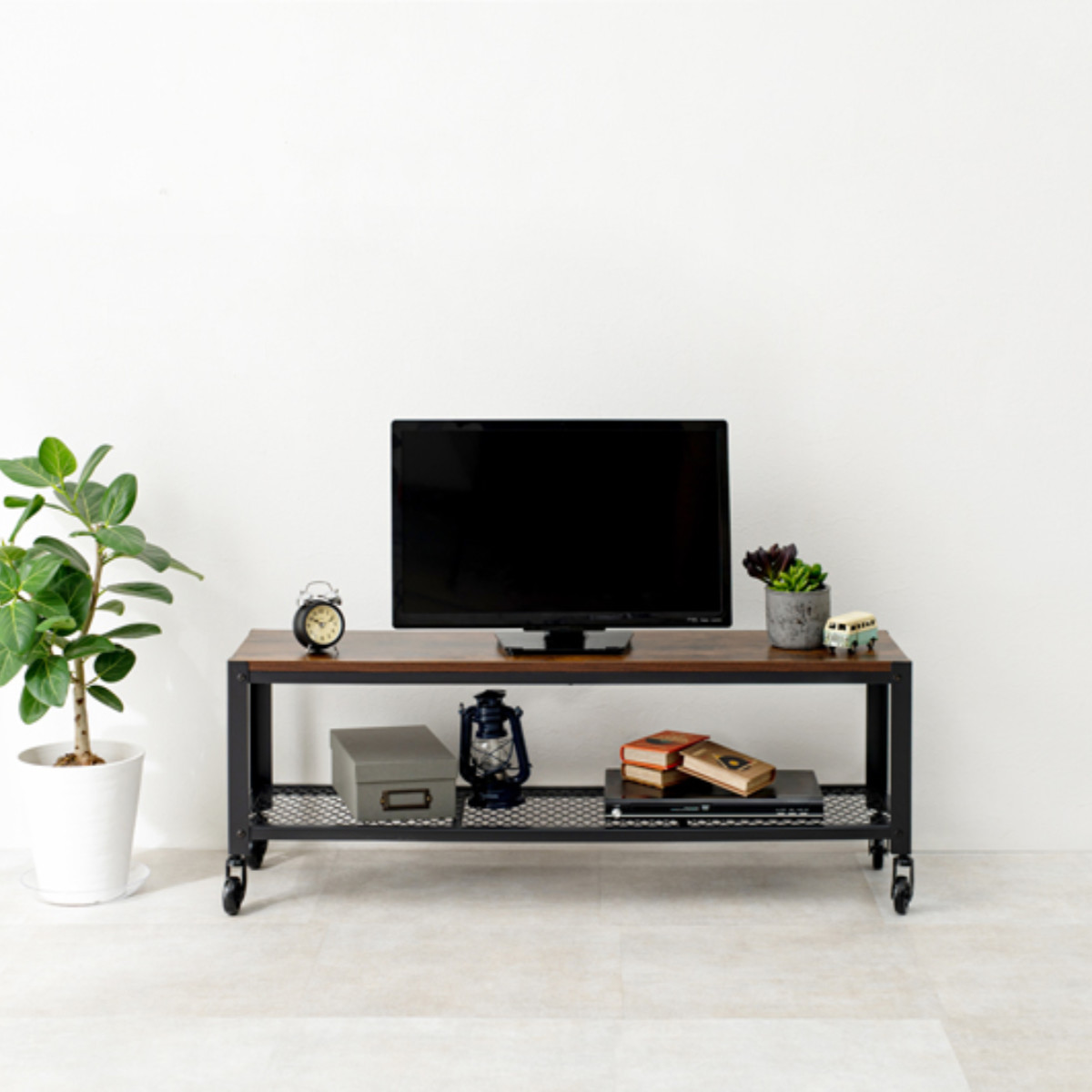 HAGiHARA（萩原） テレビ台 ローボード ヴィンテージ調 キャスター付