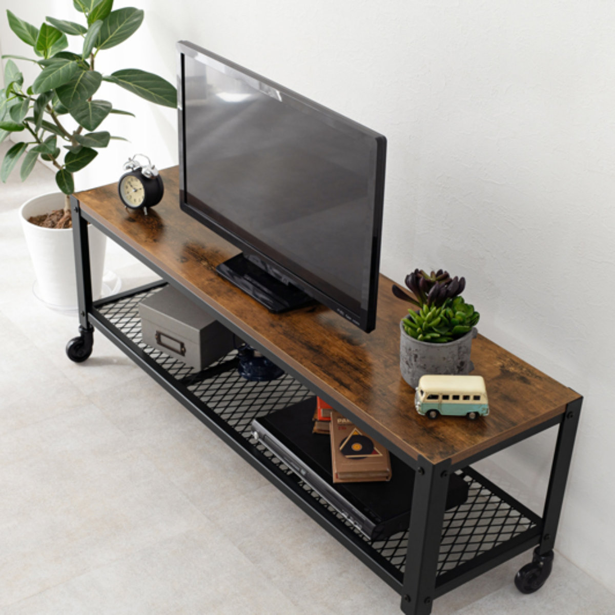 HAGiHARA（萩原） テレビ台 ローボード ヴィンテージ調 キャスター付