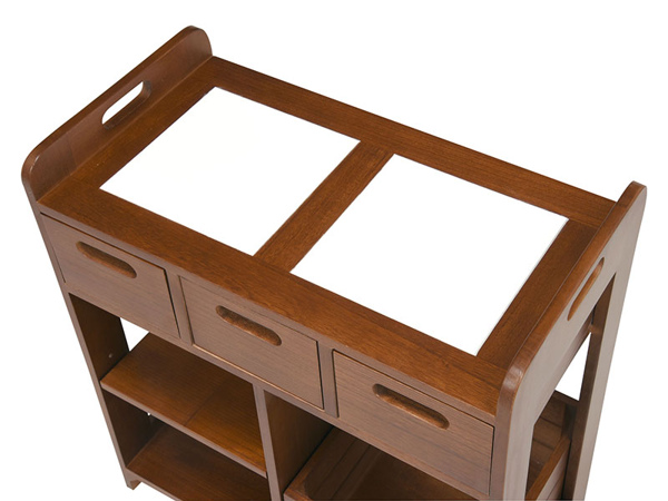 HAGiHARA（萩原） キッチンワゴン ロータイプ 天然木 タイルトップ