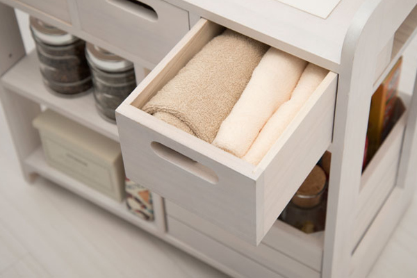 HAGiHARA（萩原） キッチンワゴン ロータイプ 天然木 タイルトップ