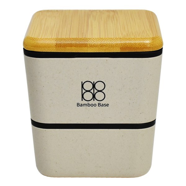 お弁当箱 2段 600ml 抗菌 竹蓋 Bamboo Base スクエアネストランチ