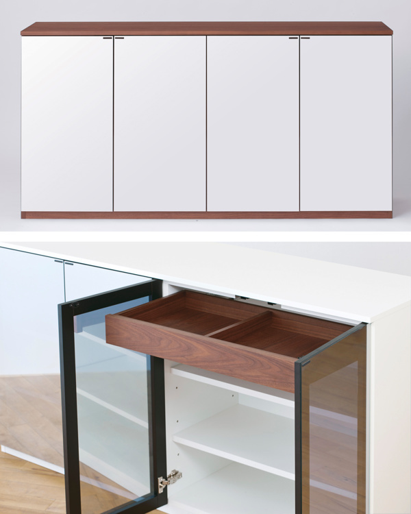 松永家具 キャビネット リビング収納 ハーフミラー扉 背面化粧 松永家具 キャビネット リビング収納 ハーフミラー扉 背面化粧