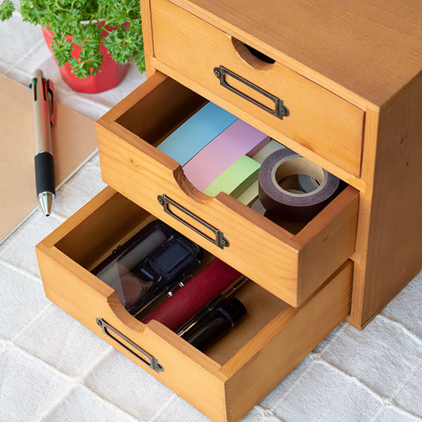 小物収納ケース 3段 引き出し 幅18×奥行17.3×高さ20.8cm （ 小物収納