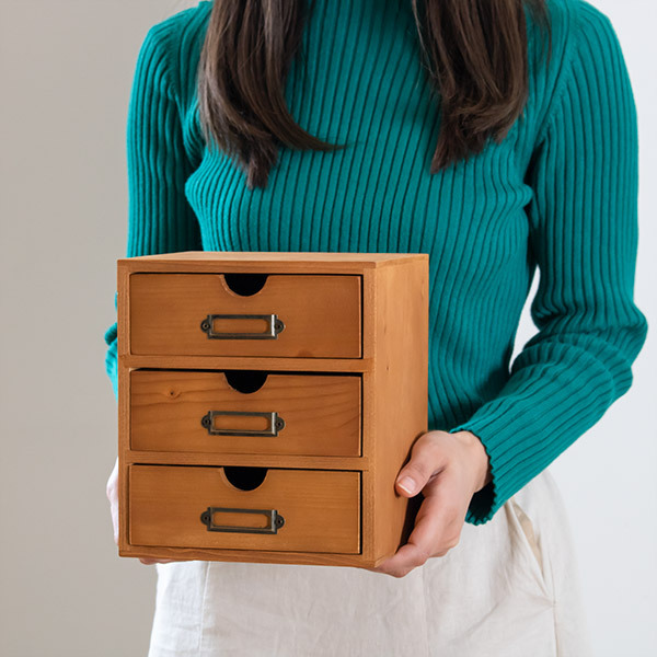 小物収納ケース 3段 引き出し 幅18×奥行17.3×高さ20.8cm （ 小物収納