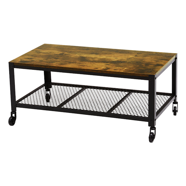 HAGiHARA（萩原） センターテーブル 幅90cm キャスター付き 木目調