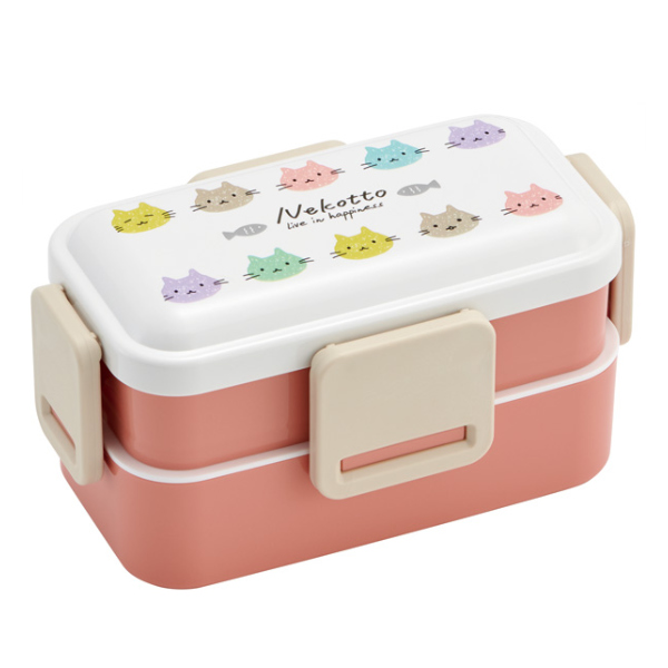 スケーター お弁当箱 2段 抗菌 600ml ふわっと ねこっと カラフル