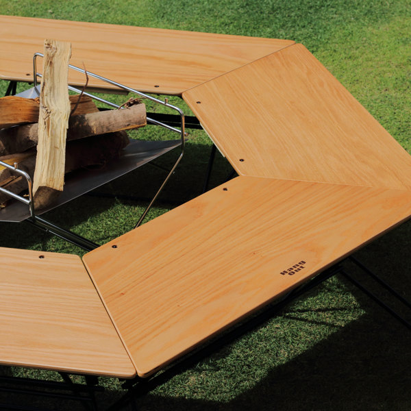 弘益 アウトドア テーブル ウッドトップ 3台 アーチテーブル ヘキサ