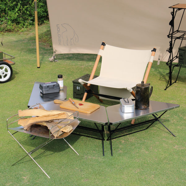 弘益 アウトドア テーブル ステンレストップ 1台 アーチテーブル