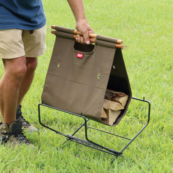 弘益 アウトドア 薪バッグ キャリー スタンド付 ログキャリー