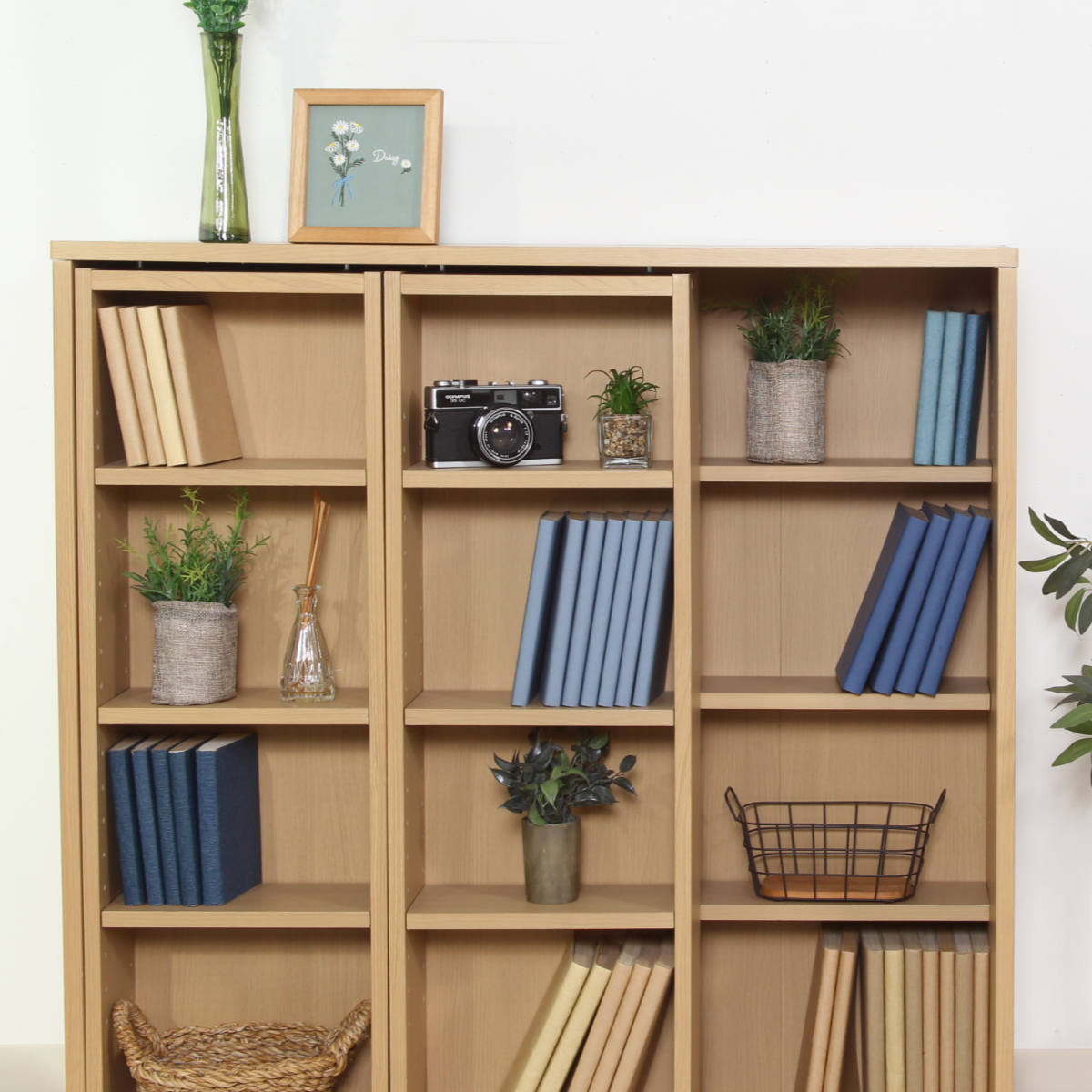 不二貿易（Fuji Boeki） スライド本棚 幅89cm 4段 ダブルスライド 大