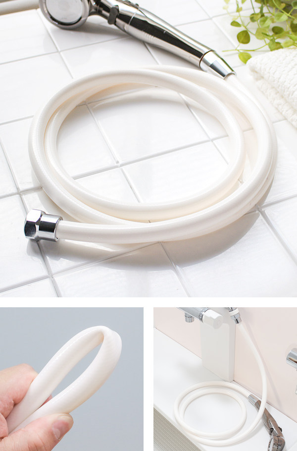 シャワーホース 1.8m アラミック 高耐久 抗菌シャワーホース ホワイト