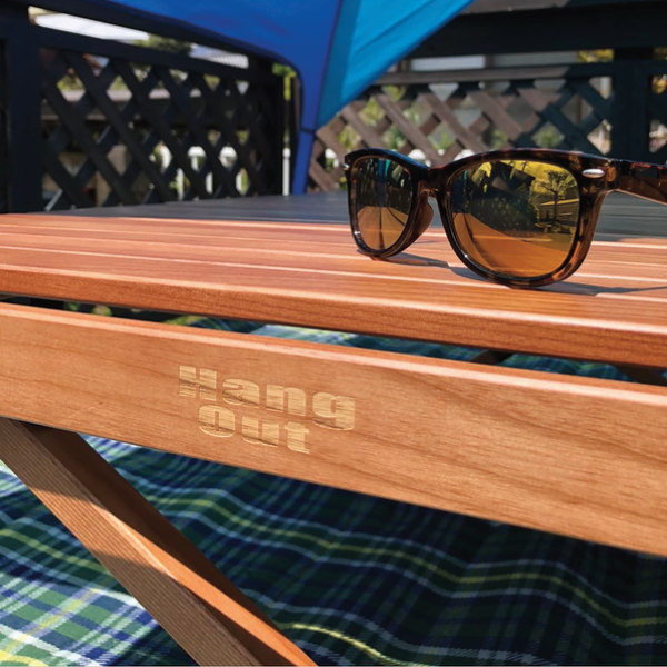 弘益 アウトドアテーブル 木製 幅100×奥行70×高さ40cm ウッドテーブル