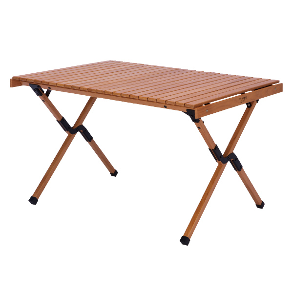アウトドアテーブル 木製 幅100×奥行70×高さ60cm ウッドテーブル アペロ （ アウトドア テーブル ロールアップ式 ハイテーブル 折りたたみ  ）