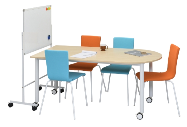 キャスター付きテーブル　2台セット　オーバル＋豆型　北九州市福岡市限定 アール・エフ・ヤマカワ （法人限定） キャスターテーブル 幅160cm U字