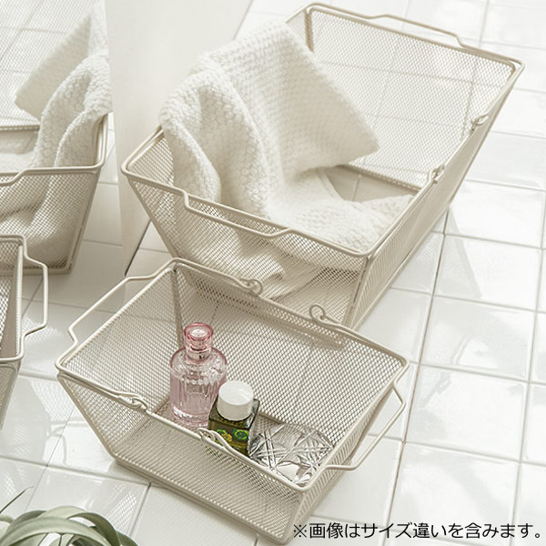 ワイヤーバスケット L 幅36×奥行25×高さ16.5cm メッシュ （ 収納