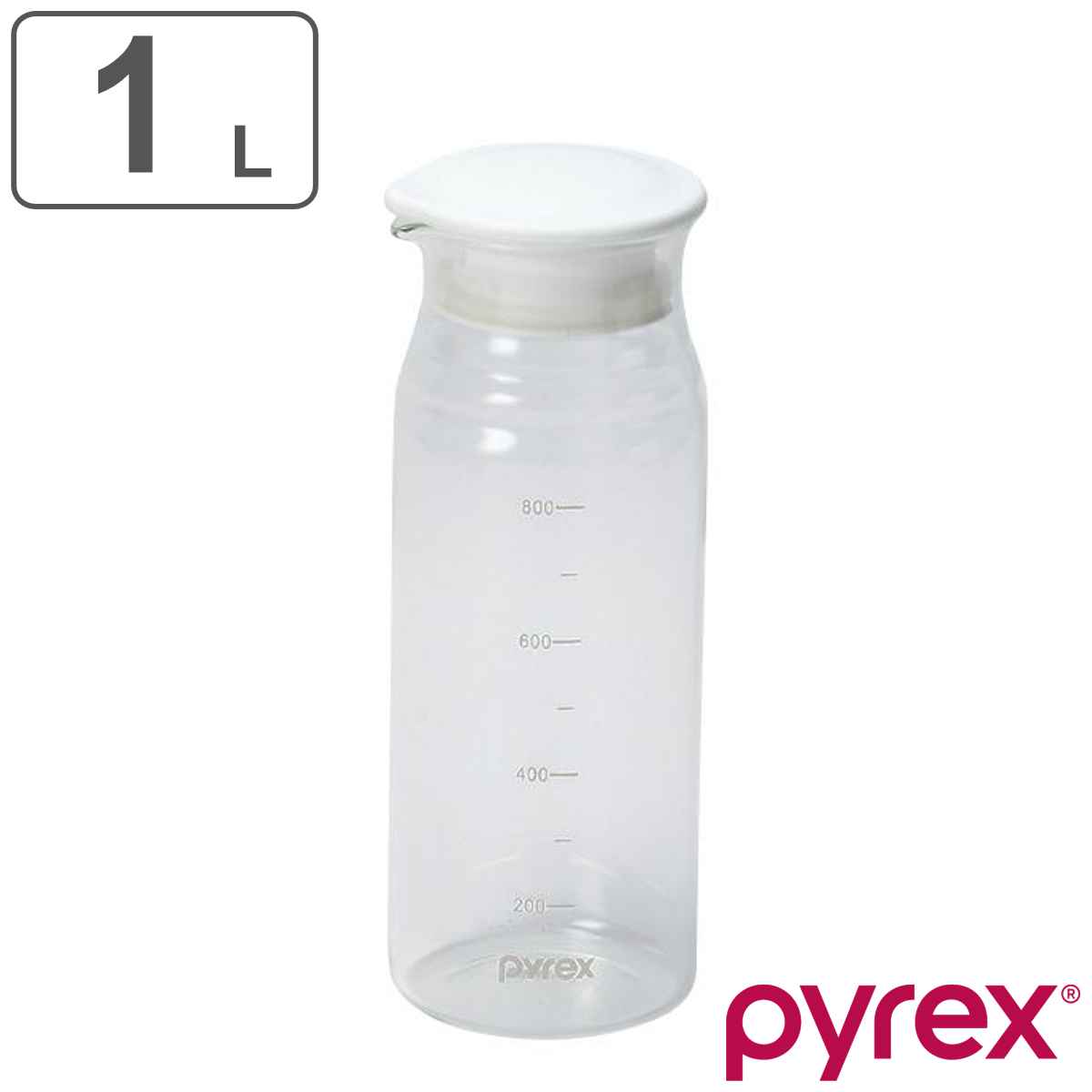 ポット ピッチャー 冷水筒 1L Pyrex パイレックス クールポット 耐熱ガラス （ 水差し ジャグ ドリンクピッチャー ガラス 耐熱 熱湯  目盛り付き ）