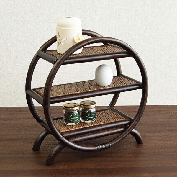 籐製 飾り棚 3段 アジアン家具 幅30cm （ 収納 収納ラック アジアン