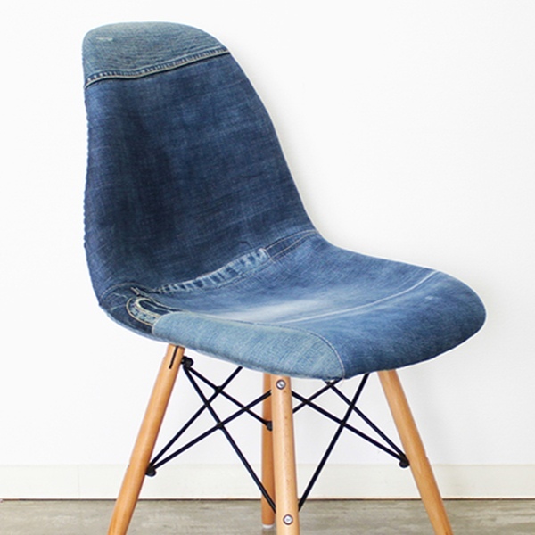 東馬（Tohma） チェア 座面高44cm デニム パッチワーク 木製 イームズ