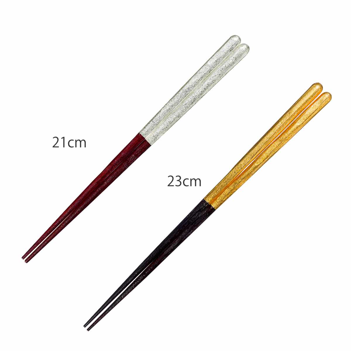 箸 21cm 23cm プレミアムアイ エレガントライン 梨地白露 金沢純銀箔