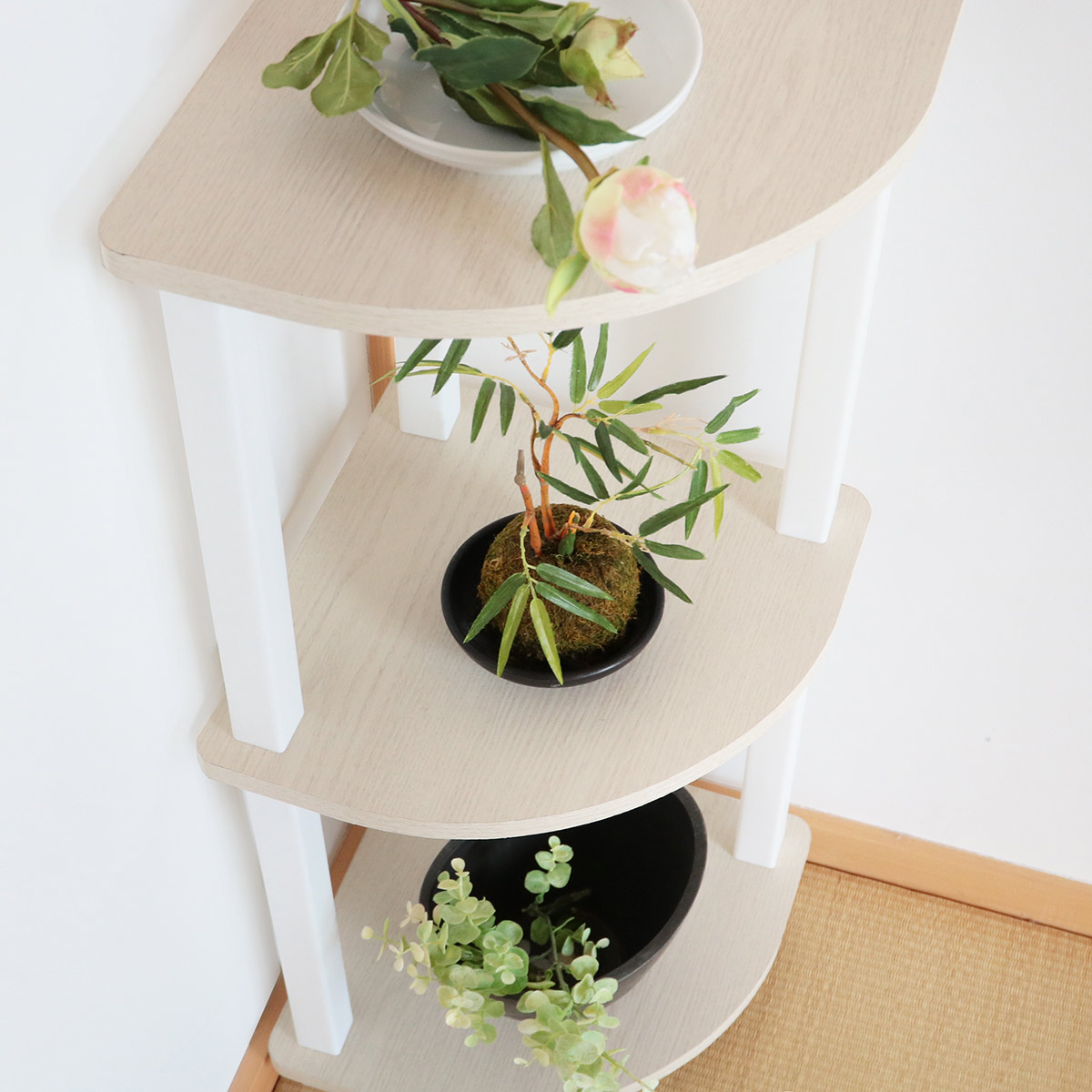 エイ・アイ・エス コーナーラック 2段 簡単組立て 木製 ディスプレイ