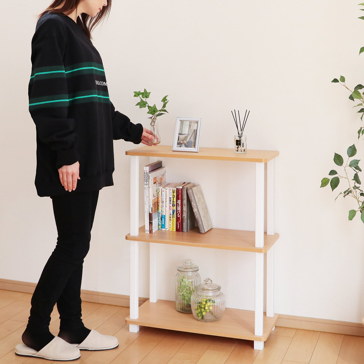 エイ・アイ・エス オープンラック 2段 簡単組立て 木製 ディスプレイ