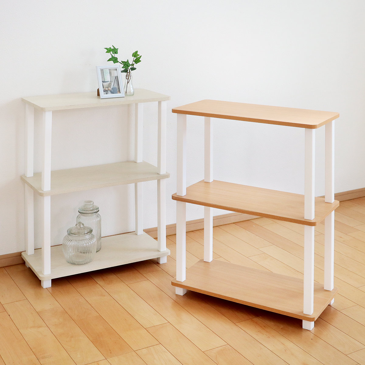 エイ・アイ・エス オープンラック 2段 簡単組立て 木製 ディスプレイ