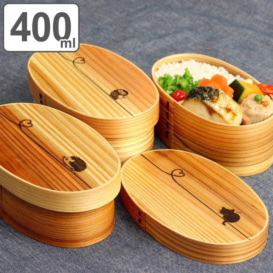 弁当箱 曲げわっぱ 400ml 1段 ウレタン塗装 レーザー彫刻 デザイン