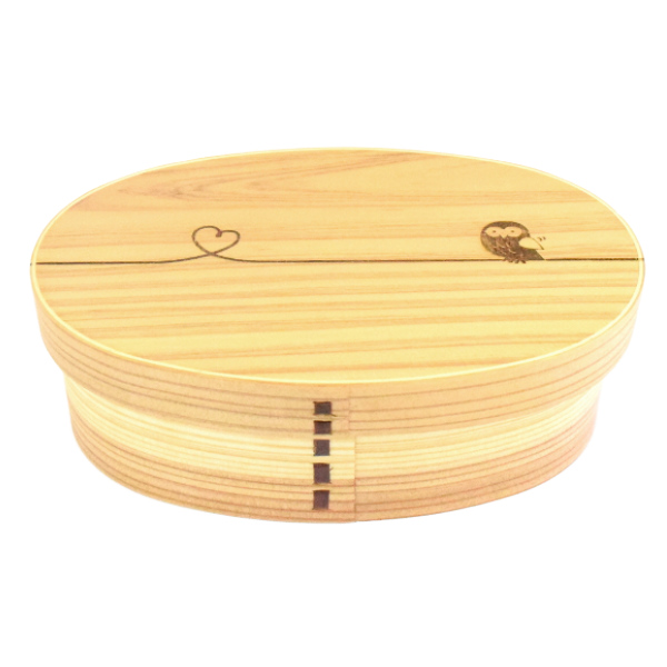 お弁当箱 曲げわっぱ 600ml ウレタン塗装 レーザー彫刻 デザイン 結び