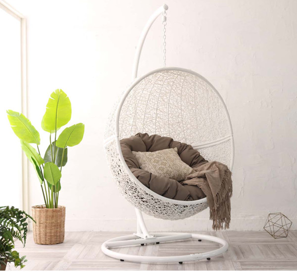 ハンギングチェア 1人用 アジアンリゾート風 クッション付 Breeze カゴ