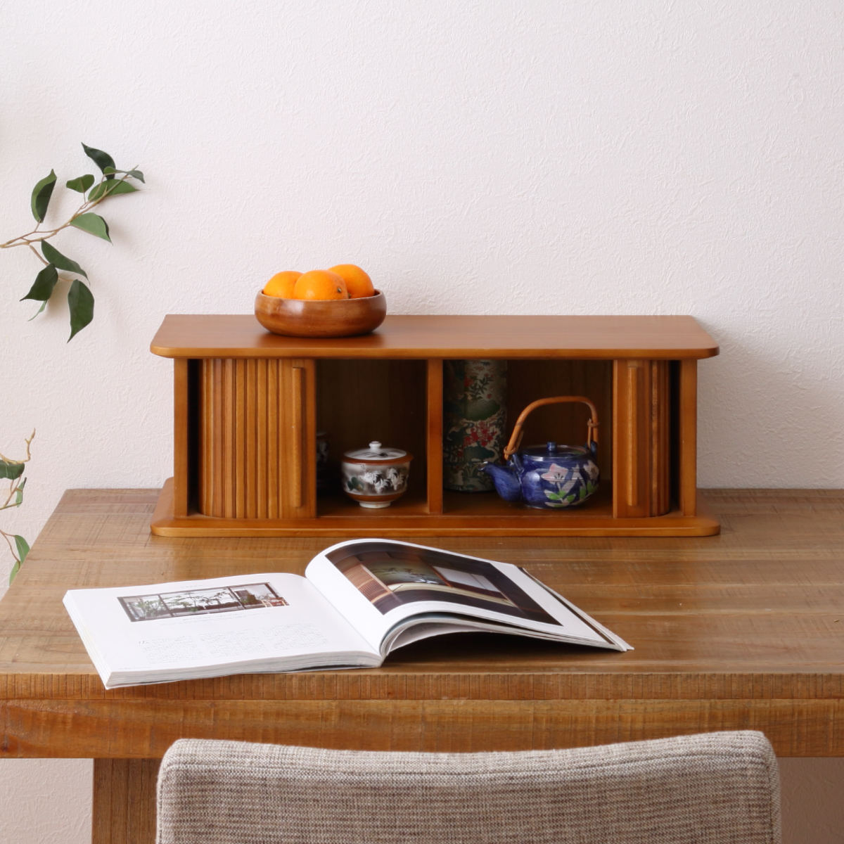 クロシオ スパイスラック 幅60cm ジャバラ式 カウンター上収納 背面