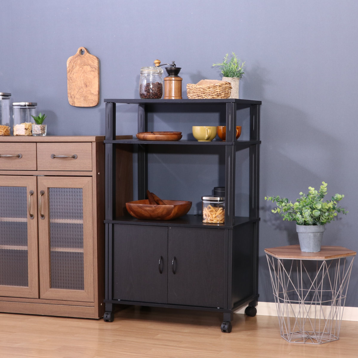 不二貿易（Fuji Boeki） キッチンラック 幅59.7cm 簡単組立 キャスター