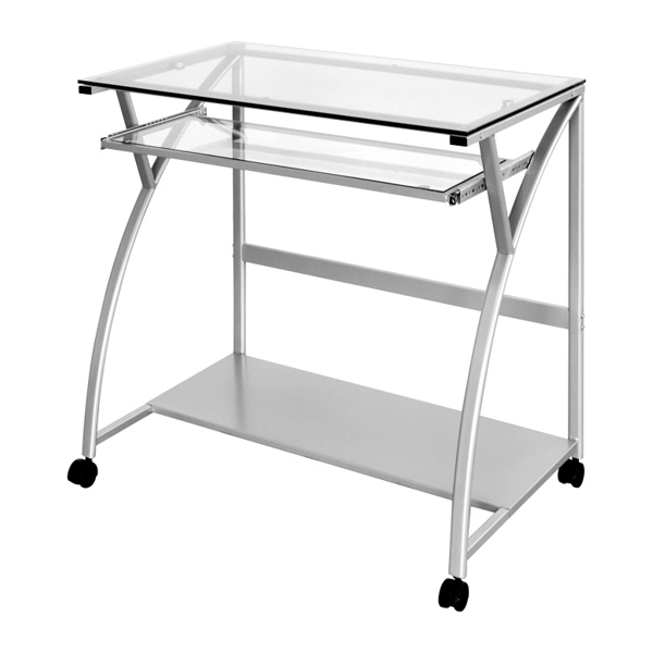 ミヤグチ企販 パソコンデスク ガラス 幅80cm ガラス天板 キャスター