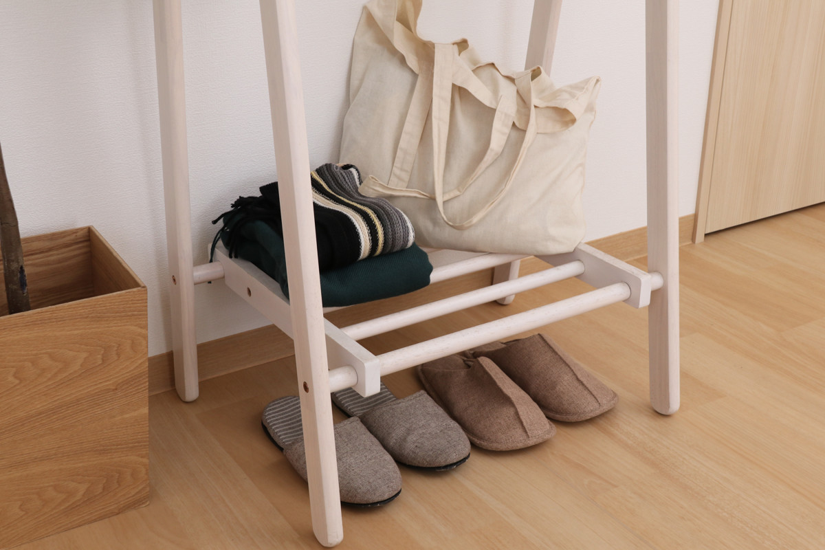 不二貿易（Fuji Boeki） ハンガーラック 幅75cm 折りたたみ式 天然木