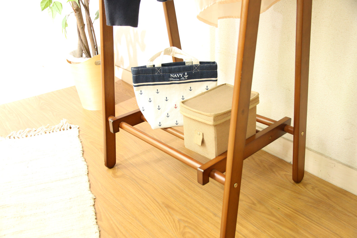 不二貿易（Fuji Boeki） ハンガーラック 幅80cm 折りたたみ式 天然木