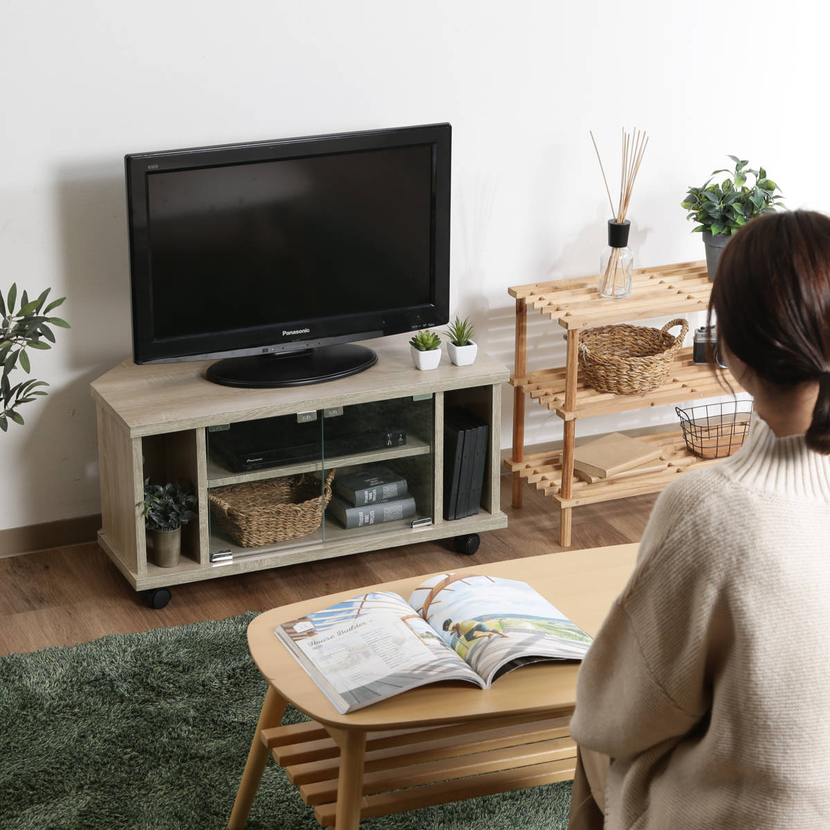 不二貿易（Fuji Boeki） テレビ台 幅78.5cm コーナー型 北欧風