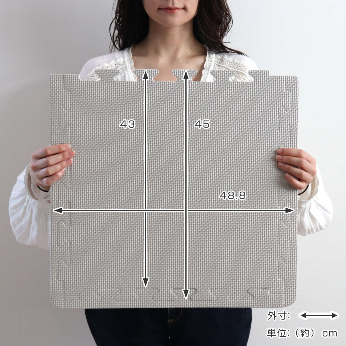 ジョイントマット　リバーシブル厚さ４㎝　両面網目柄 ジョイントマット 45×45cm 極厚 リバーシブル仕様 4枚組 ふち付き