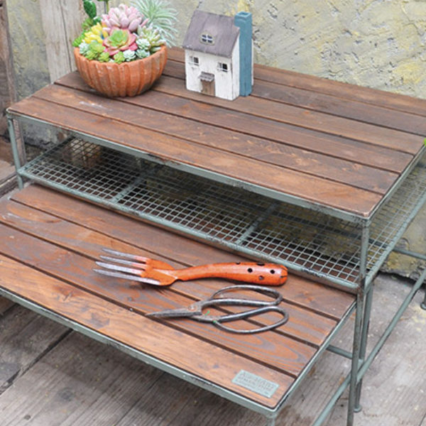 フラワースタンド ガーデンラック ペアテーブル アンティーク加工