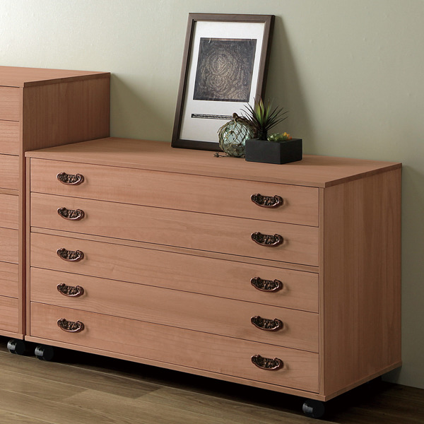 マーゼルン 総桐チェスト 5段 桐たんす 柿渋仕上 キャスター付 日本製