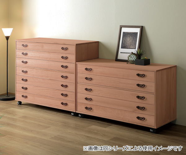 マーゼルン 総桐チェスト 5段 桐たんす 柿渋仕上 キャスター付 日本製